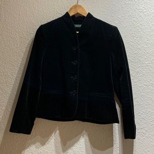Ralph Lauren Petite Blazer, Black Velvet, 10P